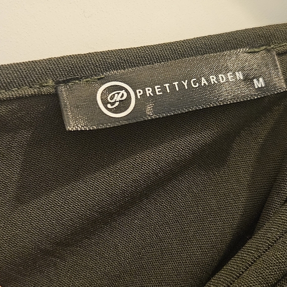 Surplice High Waist Cold Shoulder Strap Jumpsuit Wmn's M Olive Green Flattering - Picture 7 of 9